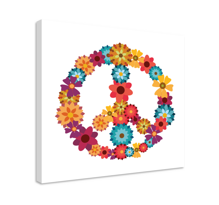 Hippie symbol Kanvas blommor - Tenstickers