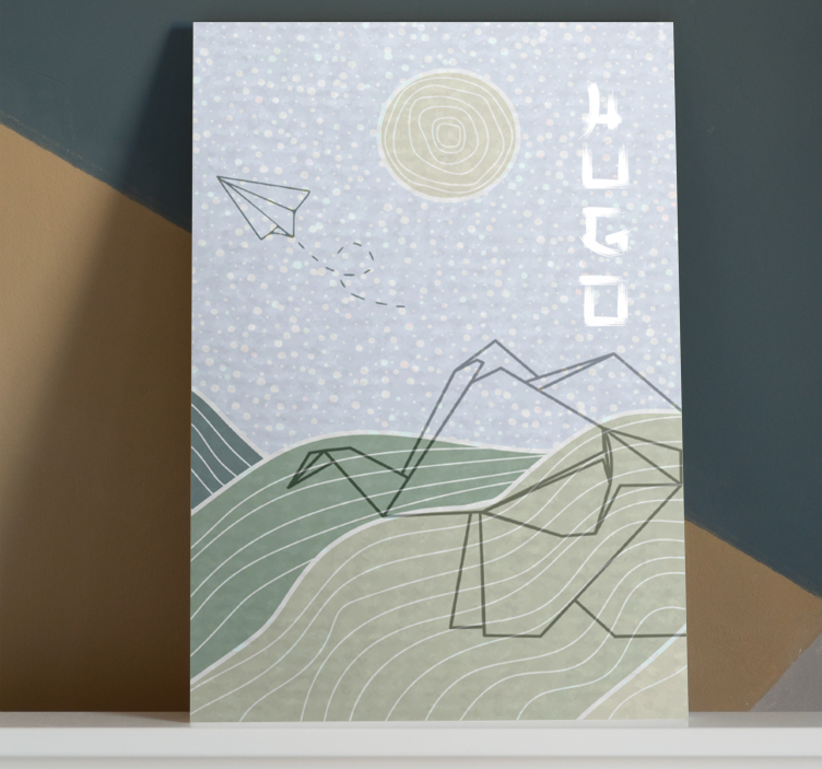 Blå moln och fåglar Kanvas barnrum - Tenstickers