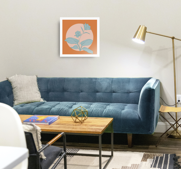 Orange stiliserad illustration Kanvas blommor och växter - Tenstickers