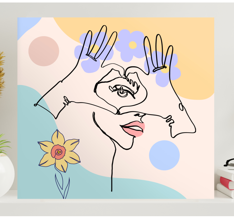 Abstrakt hand linjearbete Kanvas konst - Tenstickers