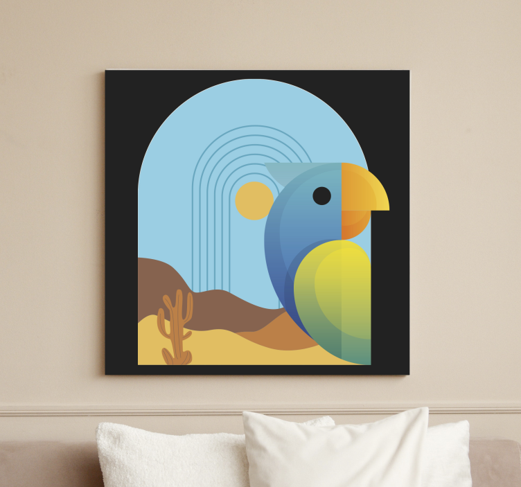 Abstrakt papegoja på sunfall bird canvas art - Tenstickers