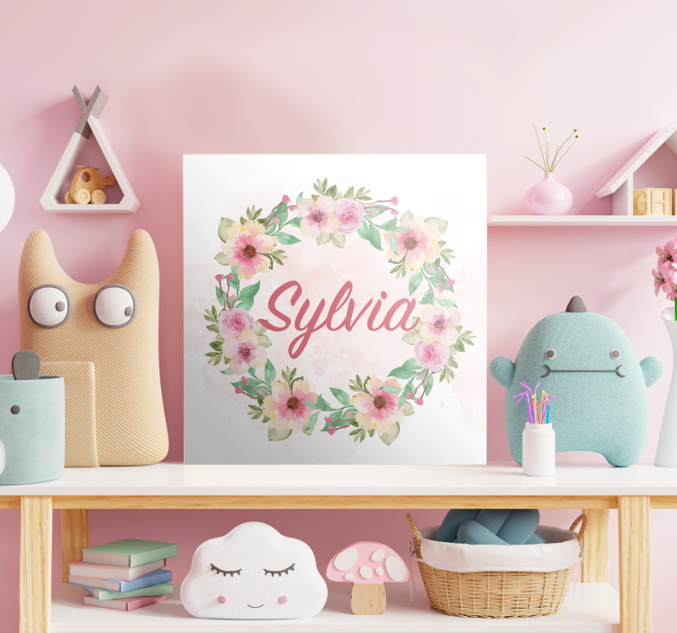 Akvarell vårblommor med namn Personlig kanvas - Tenstickers