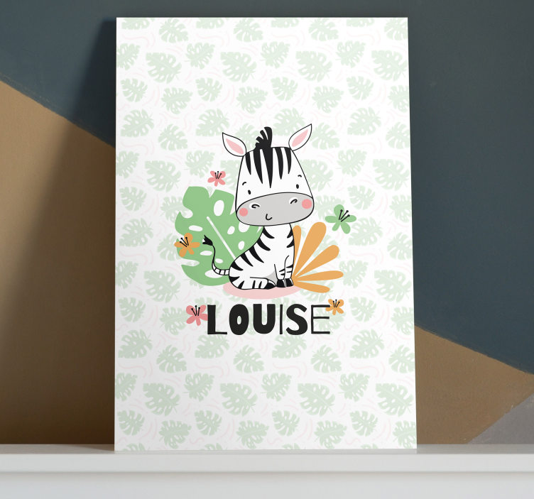Anpassad zebra illustration Kanvas barnrum - Tenstickers