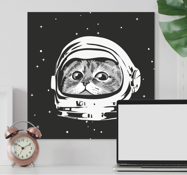 Svartvit astronaut Kanvas katter - Tenstickers