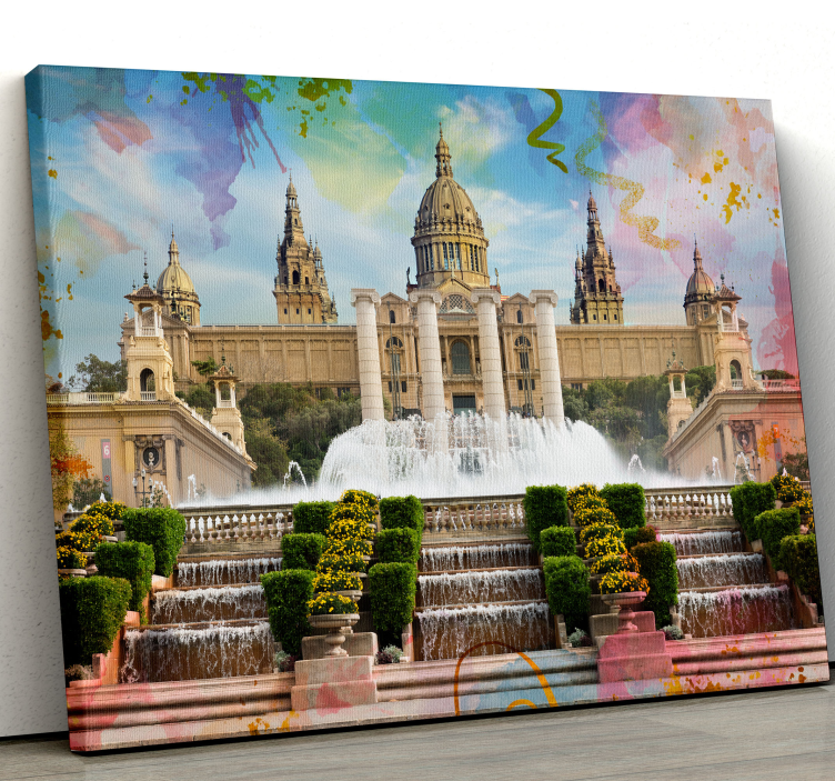 Barcelona montjuic city canvastavlor - Tenstickers