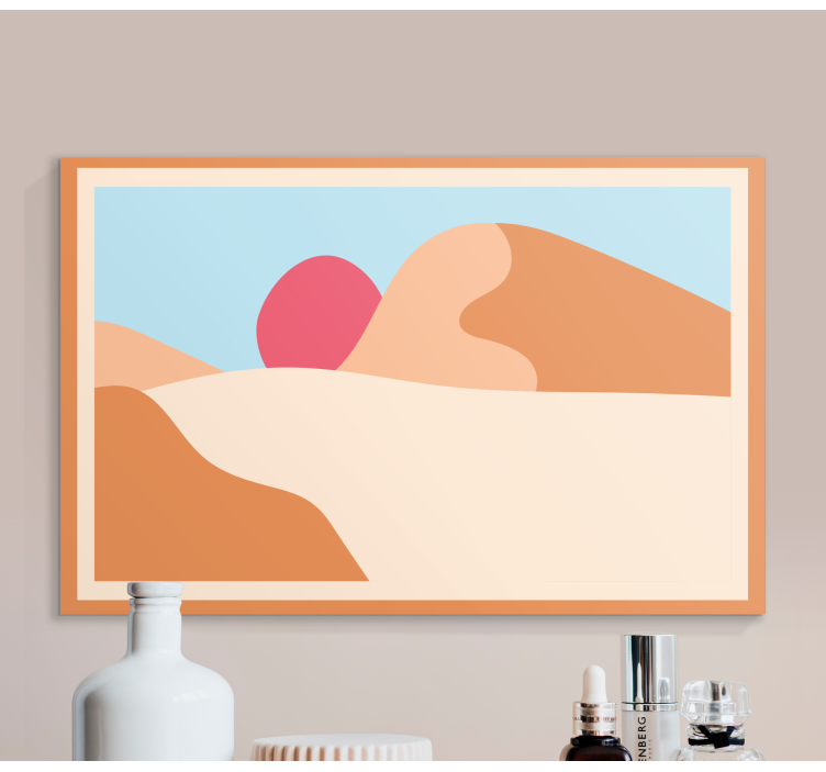 Berg och sol abstrakt konst geometriskcanvas tavla - Tenstickers