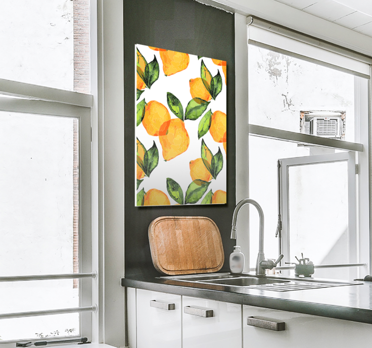 Citron medelhavsstil blommor canvas - Tenstickers