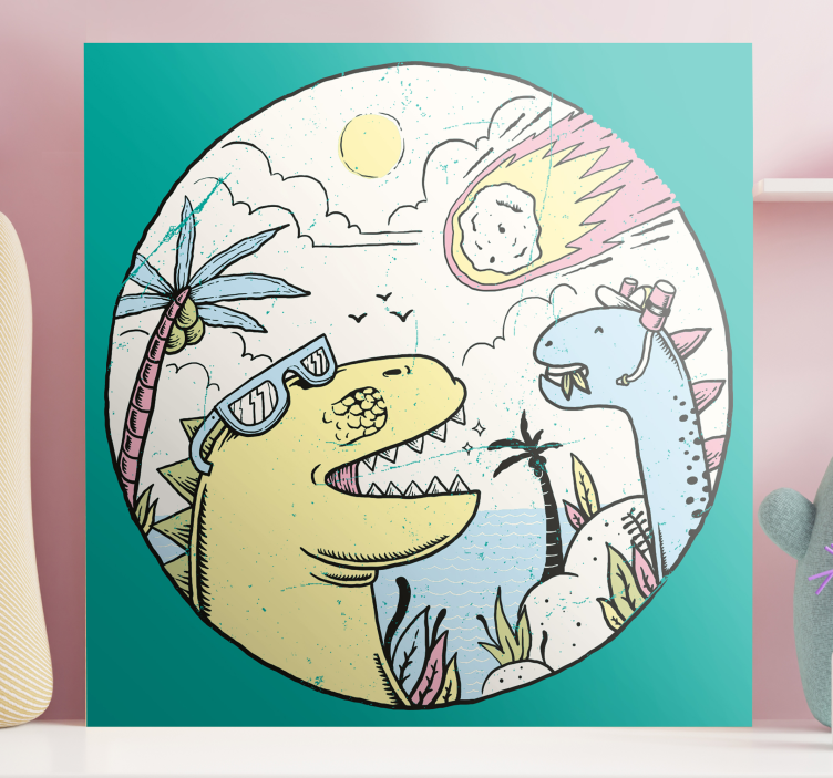 Dinosaurier faller meteoritcanvas tavla tryck - Tenstickers