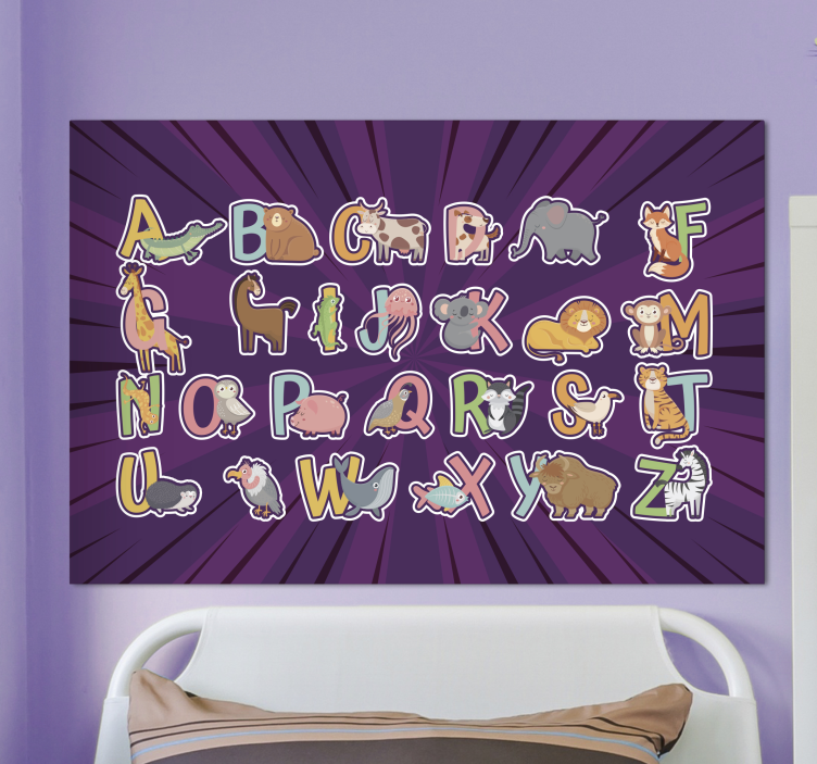Djur engelska alfabetetcanvas tavla för barn - Tenstickers