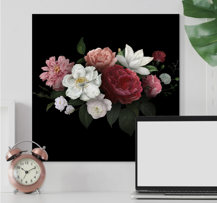 Dramatiskt blomsterarrangemang kanvas blommor och växter - Tenstickers