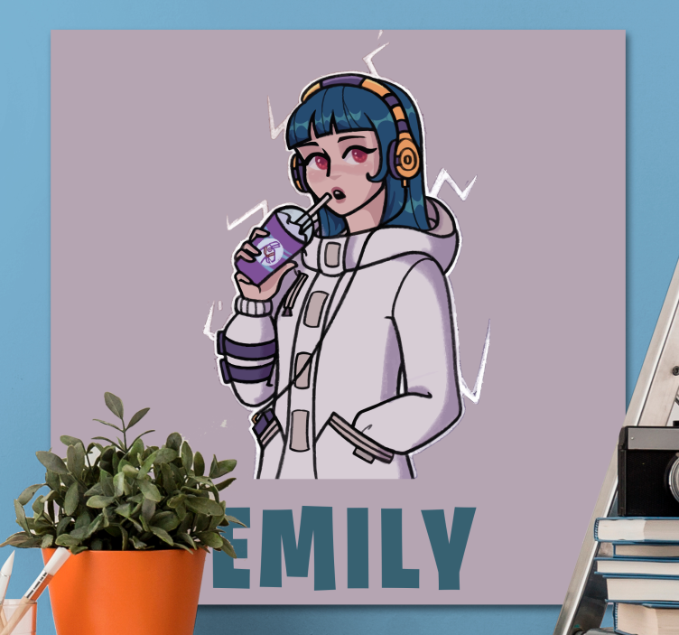 Flicka med hörlurar med namn Kanvas människor - Tenstickers