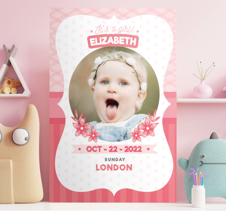 Födelseinformation med foto anpassadcanvas tavla - Tenstickers