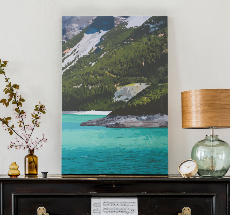 Fridfull utsikt över bergen Kanvas landskap - Tenstickers