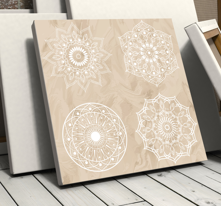Fyra beige mandalas canvas canvas tavla - Tenstickers