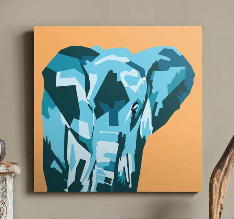 Geometriska-djur söt elefant canvas - Tenstickers