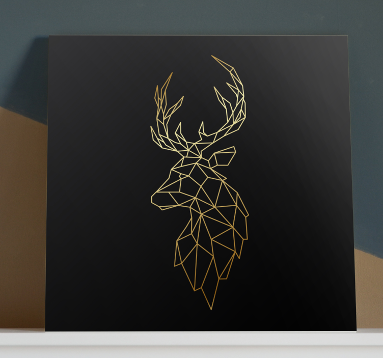 Gyllene origami rådjur stag canvas - Tenstickers