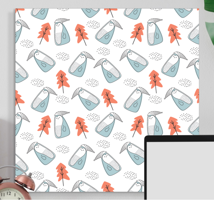 Kanvas andra blommor och växter söt djurmönster - Tenstickers