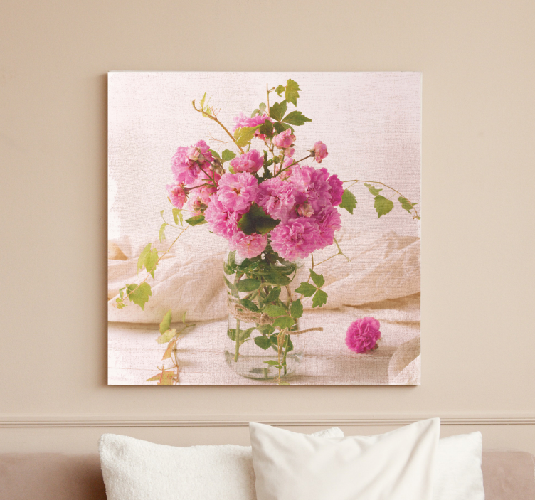 Kanvas blommor och växter blush botanisk komposition - Tenstickers