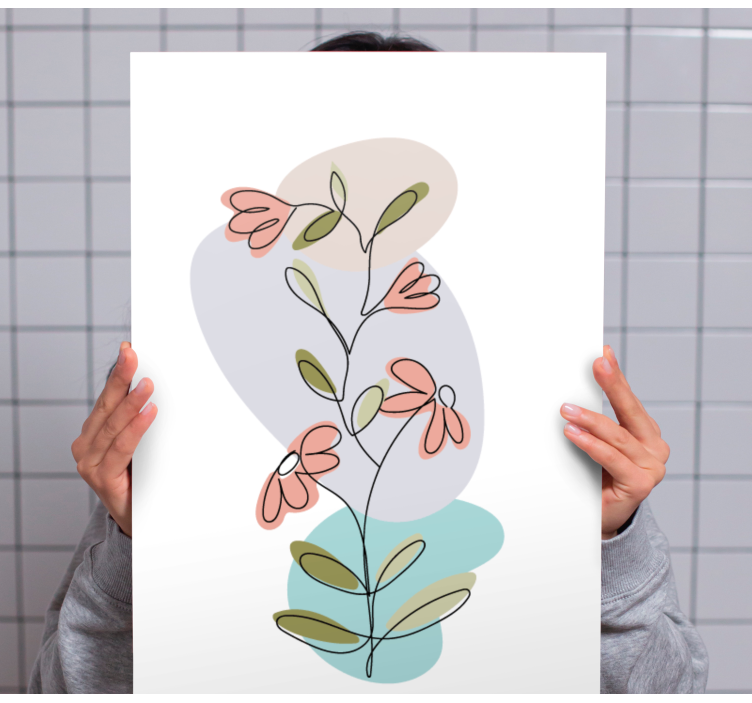 Kanvas blommor och växter botanisk blomsterkomposition - Tenstickers