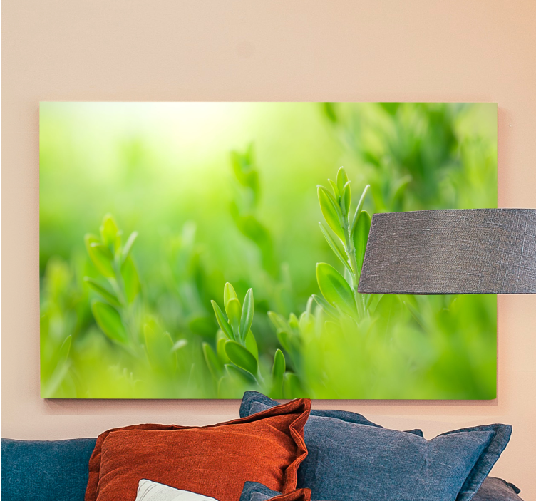 Kanvas blommor och växter lummig grönska nära - Tenstickers