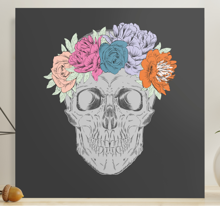 Kanvas blommor och växter skullblommor arrangemang - Tenstickers