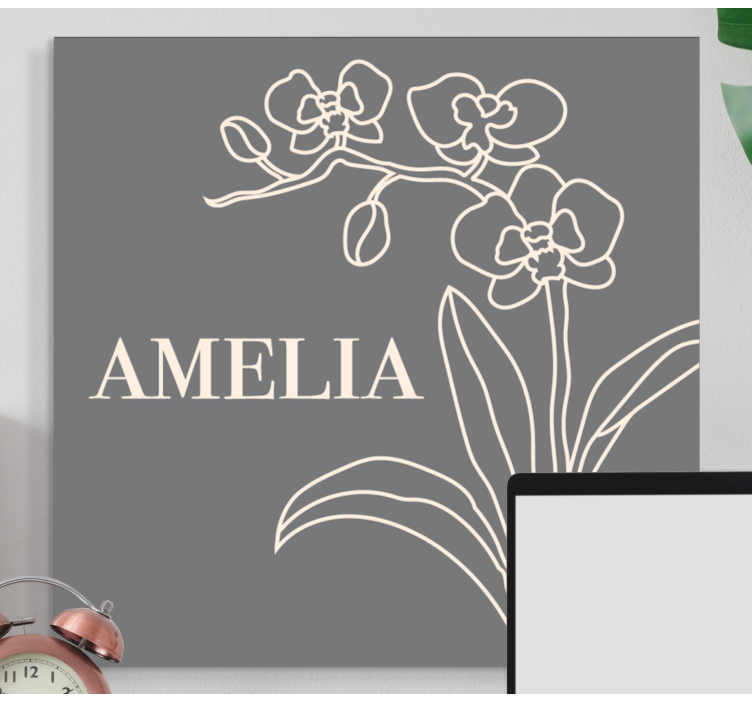 Kanvas blommor och växter stilren floral design - Tenstickers