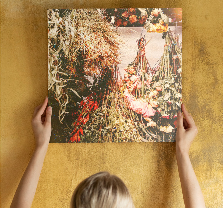 Kanvas blommor och växter torkade blomsterarrangemang - Tenstickers