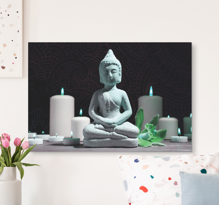 Kanvas buddha meditationsstaty - Tenstickers