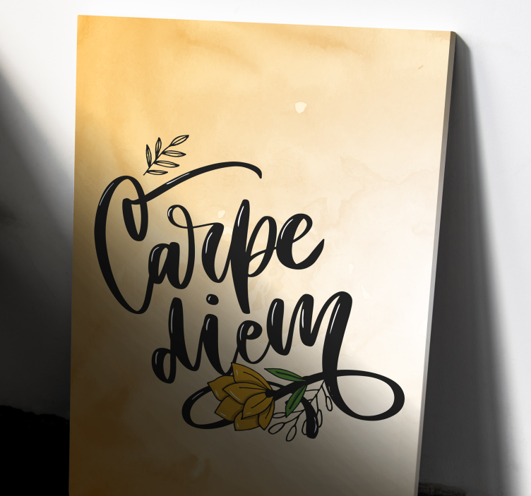 Kanvas citat ta dagen i besittning blomstermotiv - Tenstickers