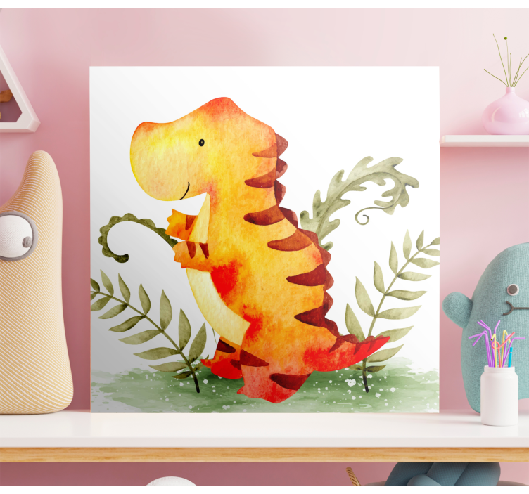 Kanvas dinosaurie charmig baby dinosaur - Tenstickers