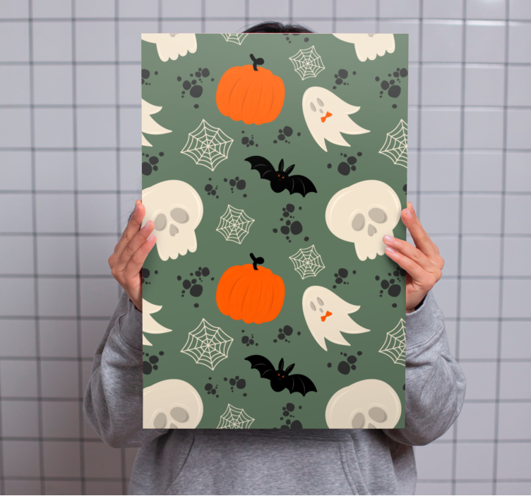 Kanvas dinosaurie med halloween-tema - Tenstickers