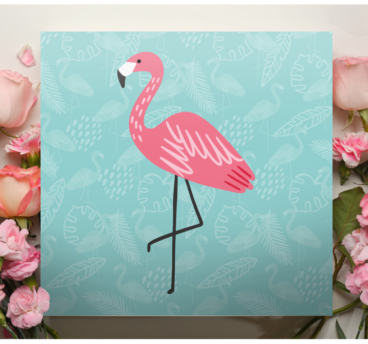 Kanvas djur flamingo stående graciöst - Tenstickers