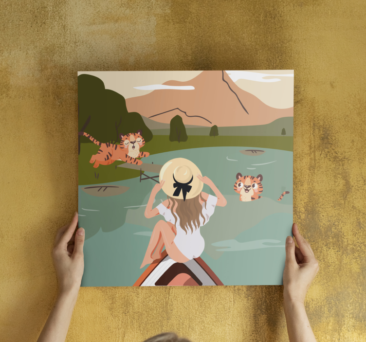 Kanvas djur tigrar i naturen - Tenstickers