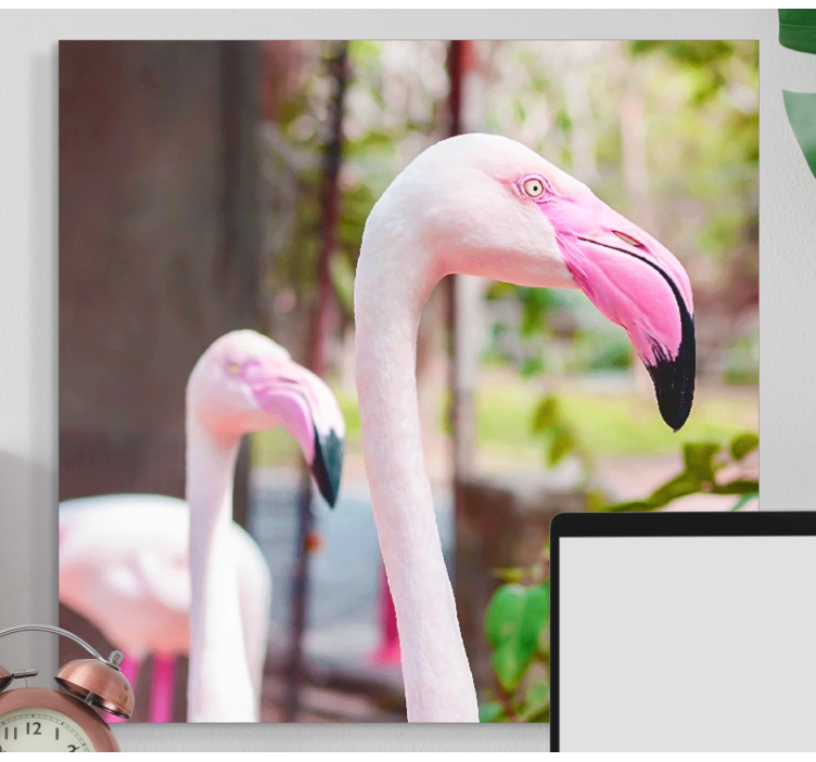 Kanvas fåglar eleganta flamingos tillsammans - Tenstickers