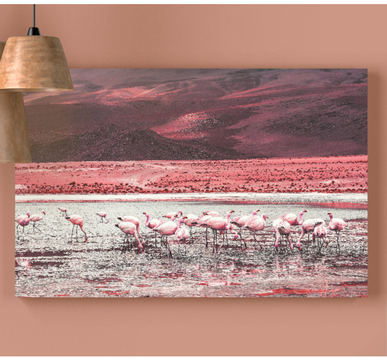 Kanvas fåglar flamingos vid vatten - Tenstickers