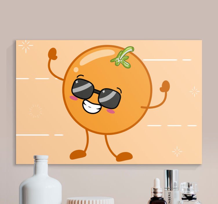 Kanvas frukter glad orange figur - Tenstickers