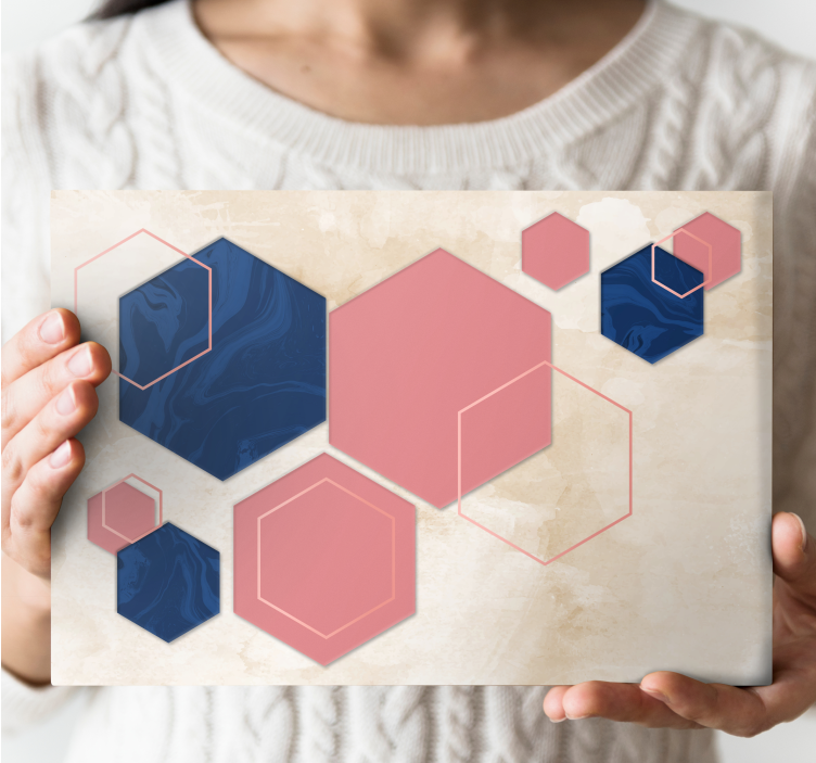 Kanvas geometrisk abstrakta hexagonala former - Tenstickers