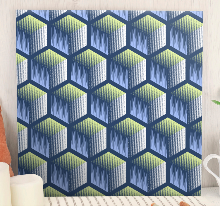 Kanvas geometrisk hexagonalt kubmönster - Tenstickers