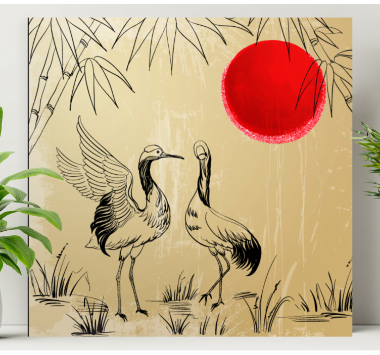 Kanvas mandala tranor och sol - Tenstickers