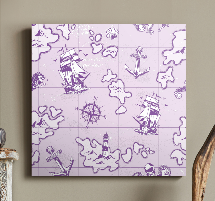 Kanvas sjöfart vintage nautisk kompass - Tenstickers