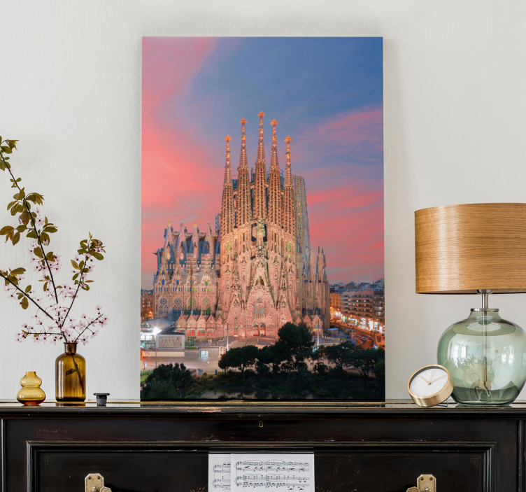 Kanvas städer och länder sagrada familia solnedgång - Tenstickers