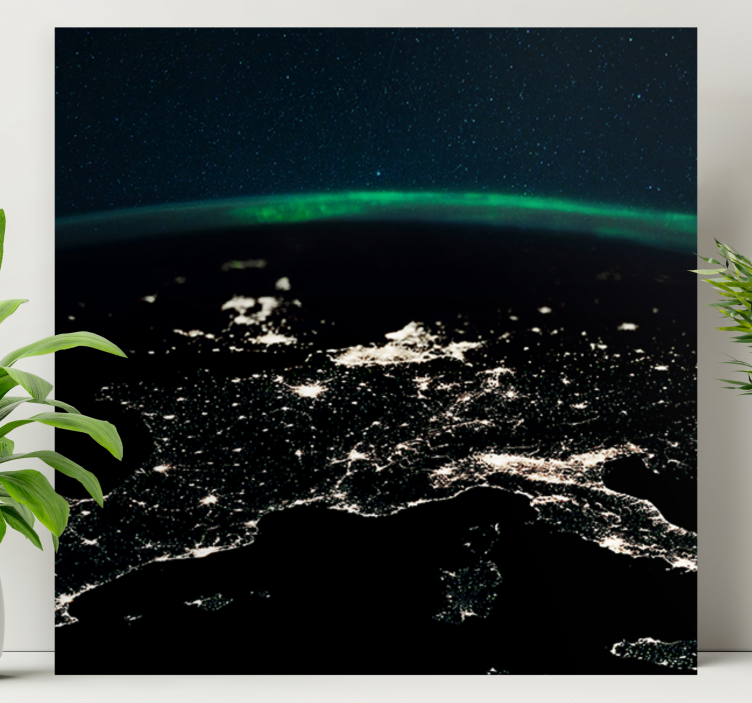 Kanvas världskarta nattvy från luften - Tenstickers