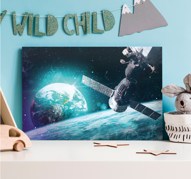 Kanvas världskarta rymdutforskning scen - Tenstickers