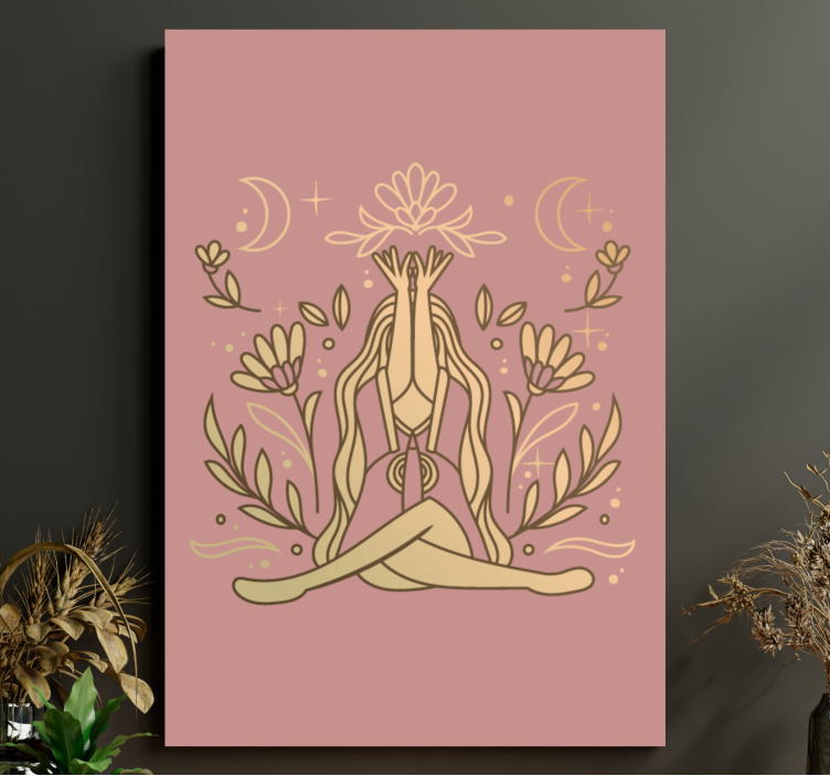 Kanvas zen meditativ blomsterpose - Tenstickers