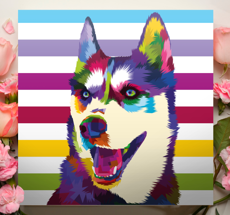 Kavas hundar färgglad huskyporträtt - Tenstickers