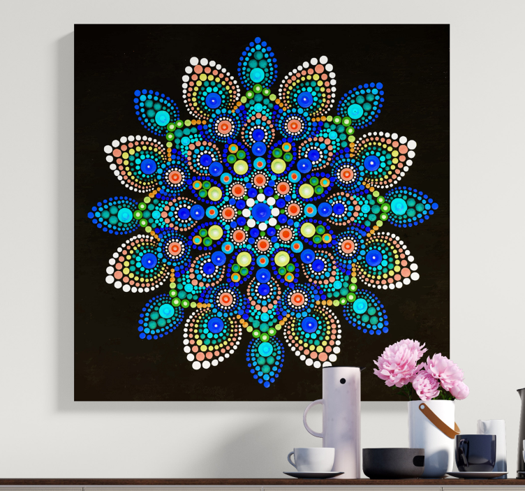 Mandala färgglada prickar mandala canvas canvas tavla - Tenstickers