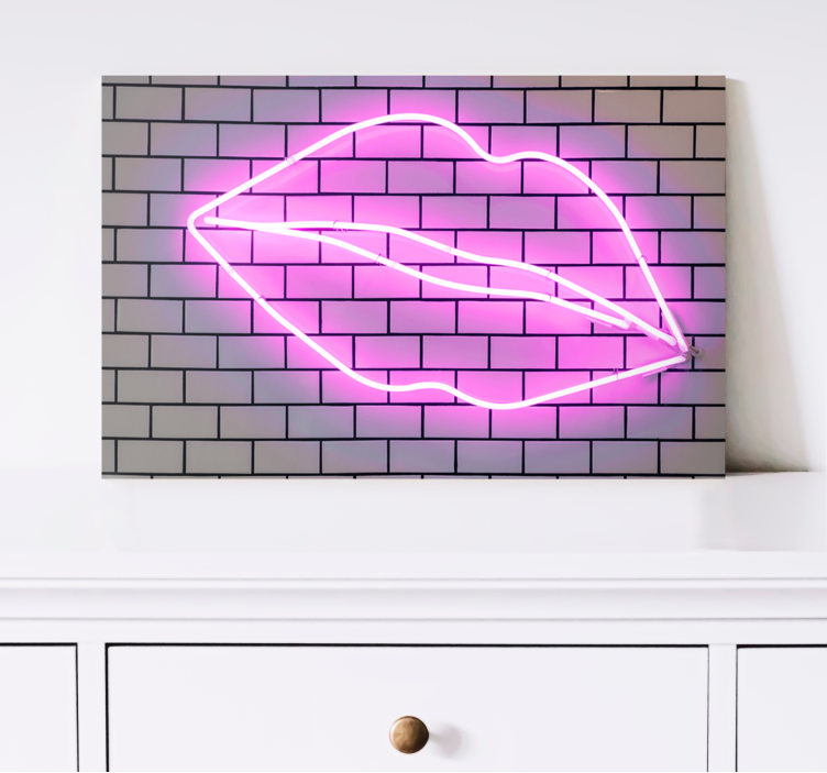 Motiverande kanvas kiss neonskylt - Tenstickers