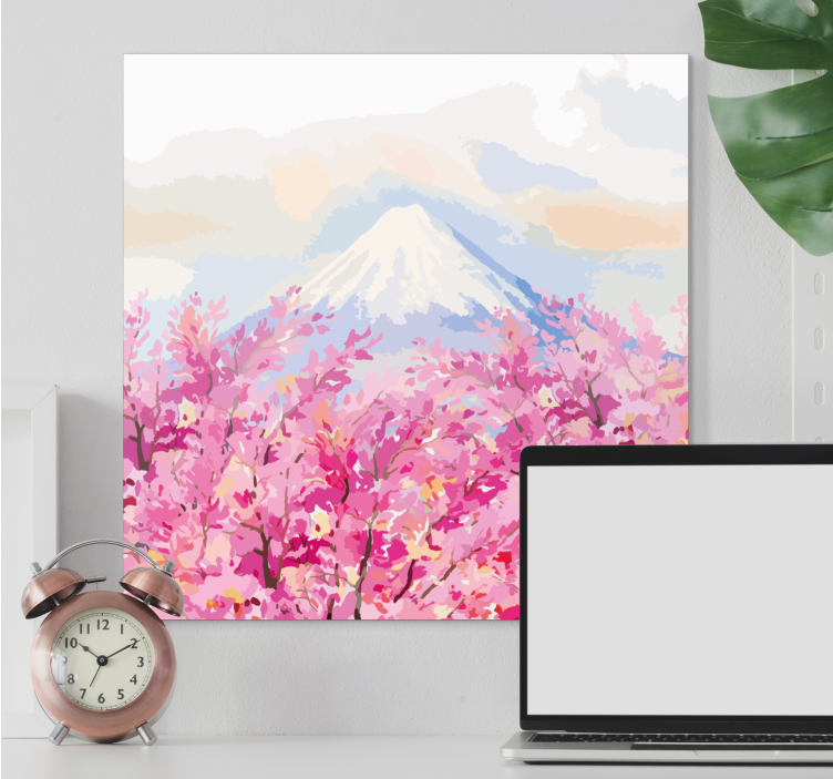 Mount fuji och körsbärsblommor landskap canvas - Tenstickers