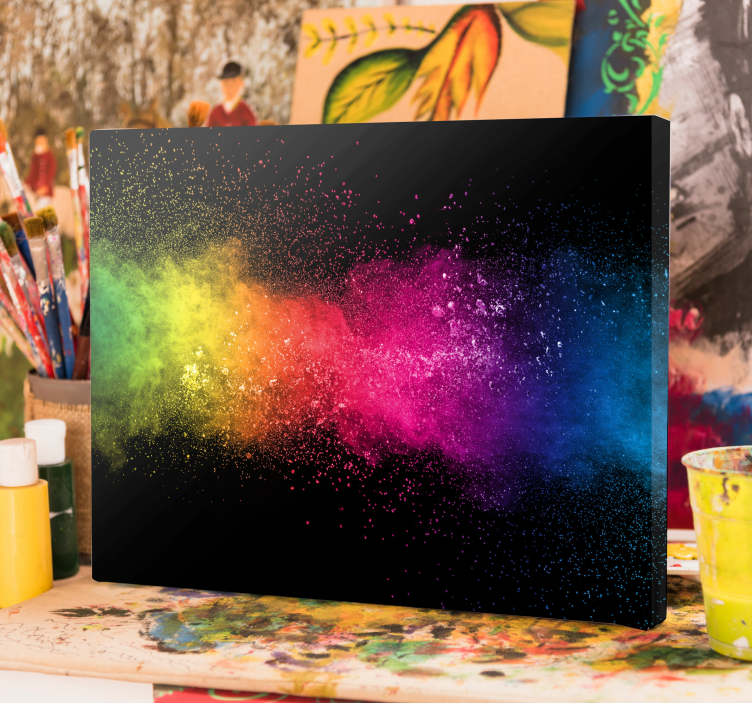 Multicolor splash abstrakt canvas canvas tavla - Tenstickers