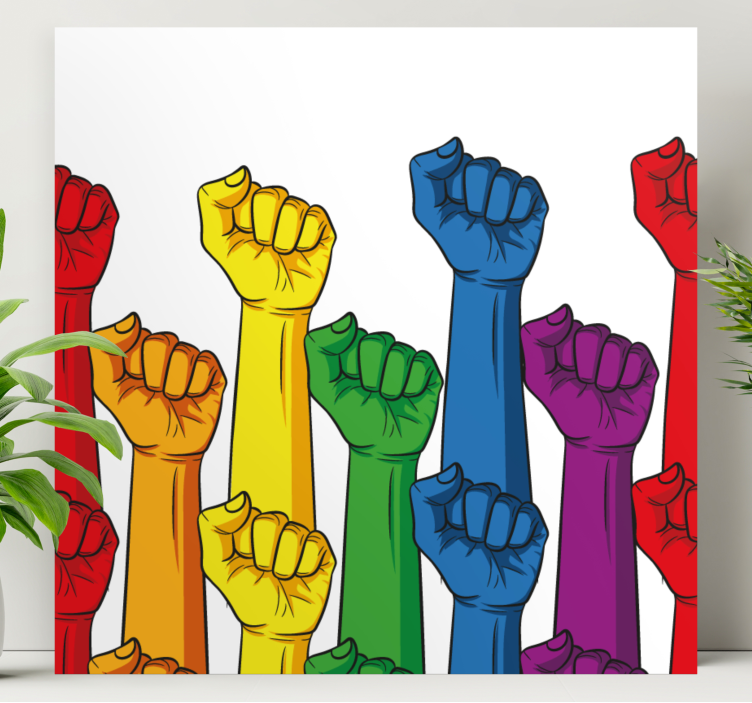 Näve i regnbågens färger pride canvas - Tenstickers